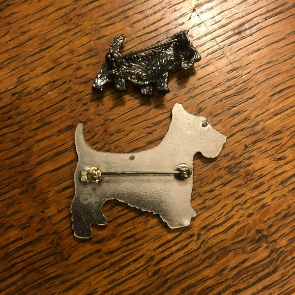 Pins Scottie Dog Black Rhinestone Silver Vtg Pin - Picture 5 of 6